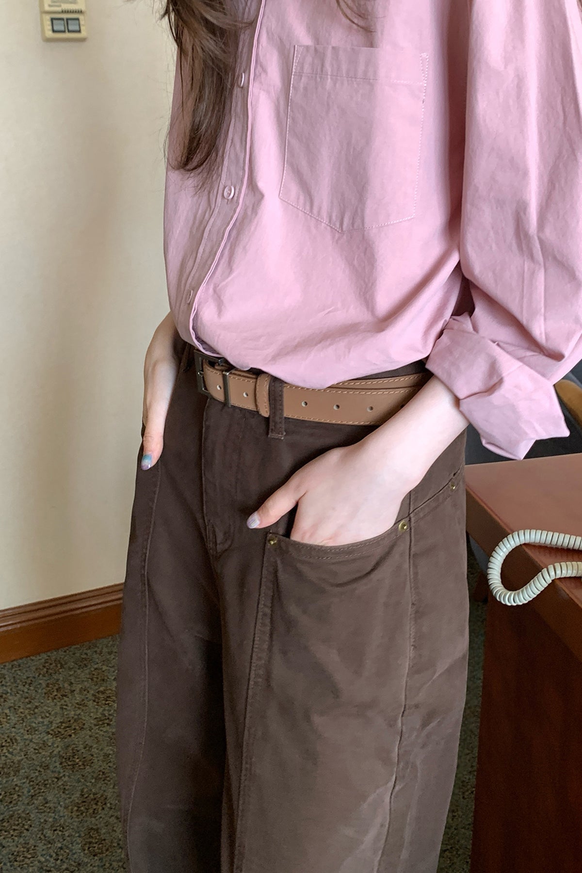 RAINY 修正版 ピュアカラー ベーシック 長袖シャツ 春秋 レディース 25FA43306J