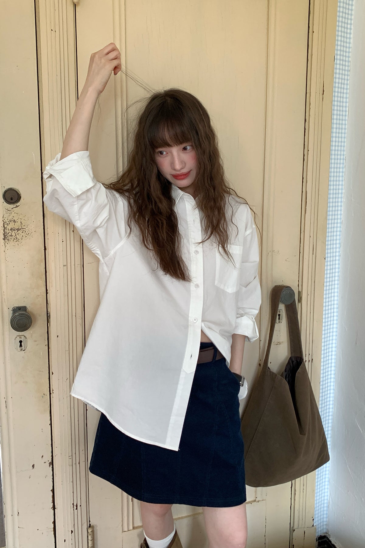 RAINY 修正版 ピュアカラー ベーシック 長袖シャツ 春秋 レディース 25FA43306J