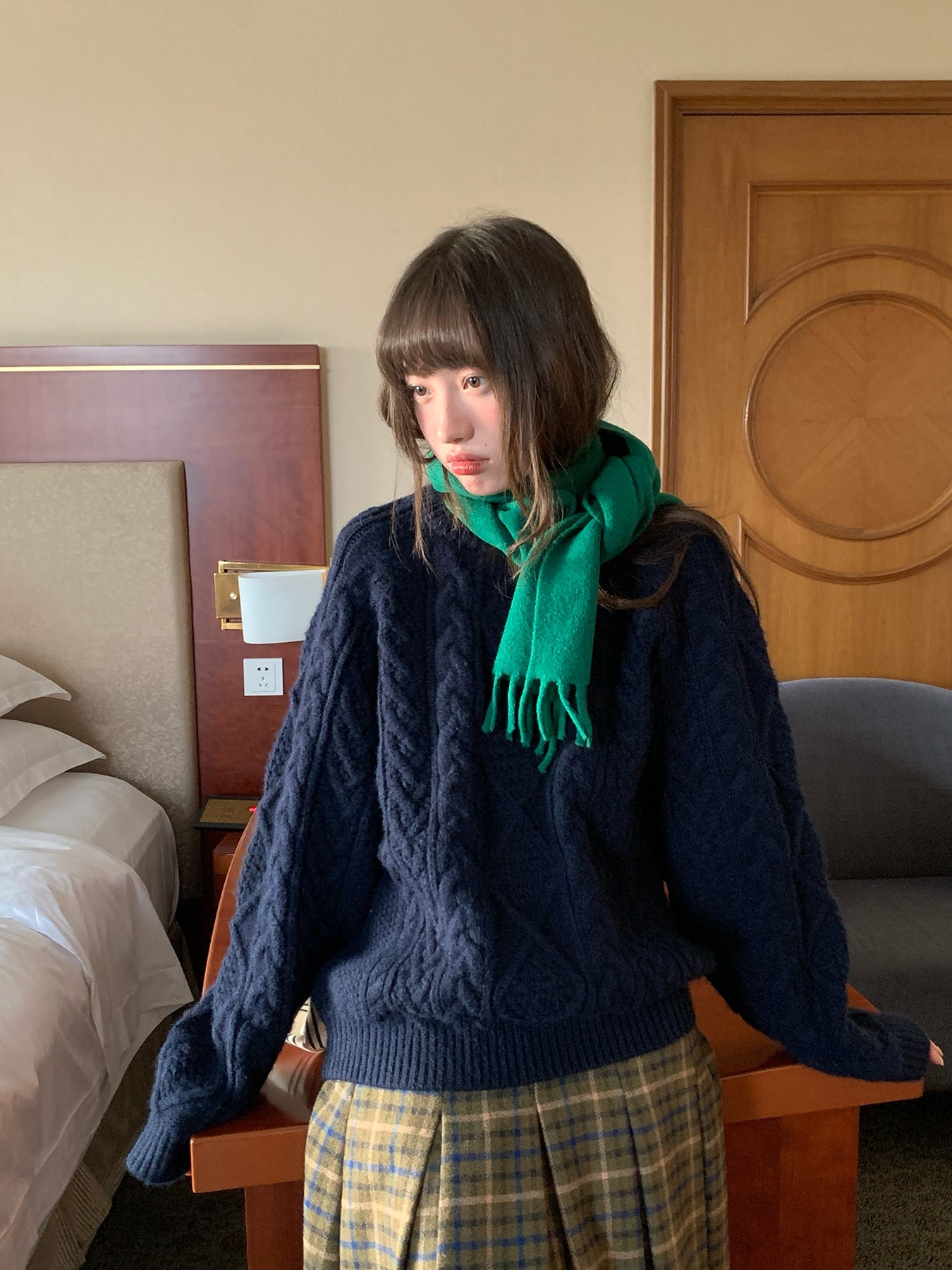 RAINY ノルディック クルーネック ヘビーケーブルニット セーター レディース 秋冬 ゆったり ニットトップス 柔らかく心地よい質感