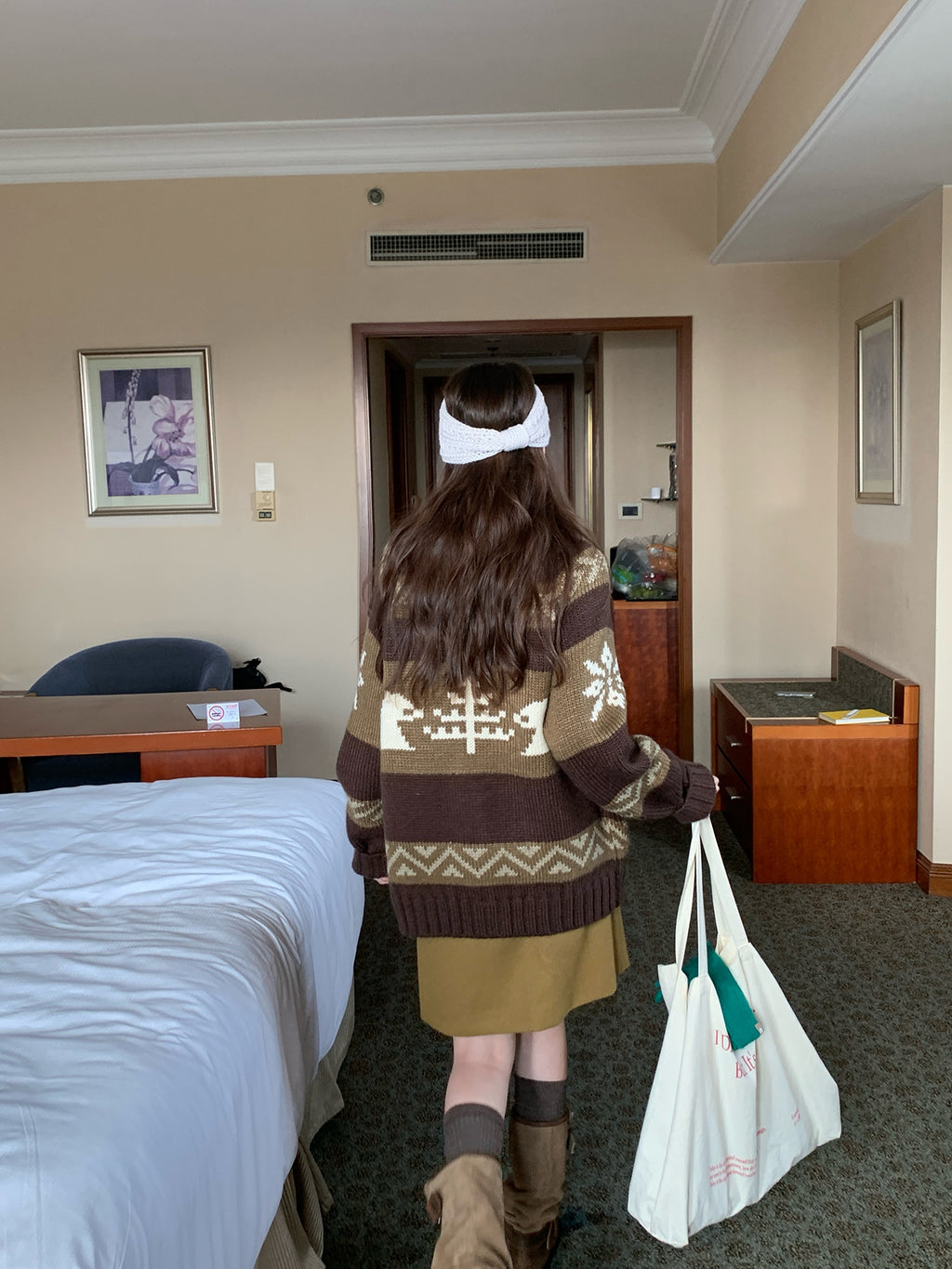 RAINY雪花柄ニットカーディガンジャケット