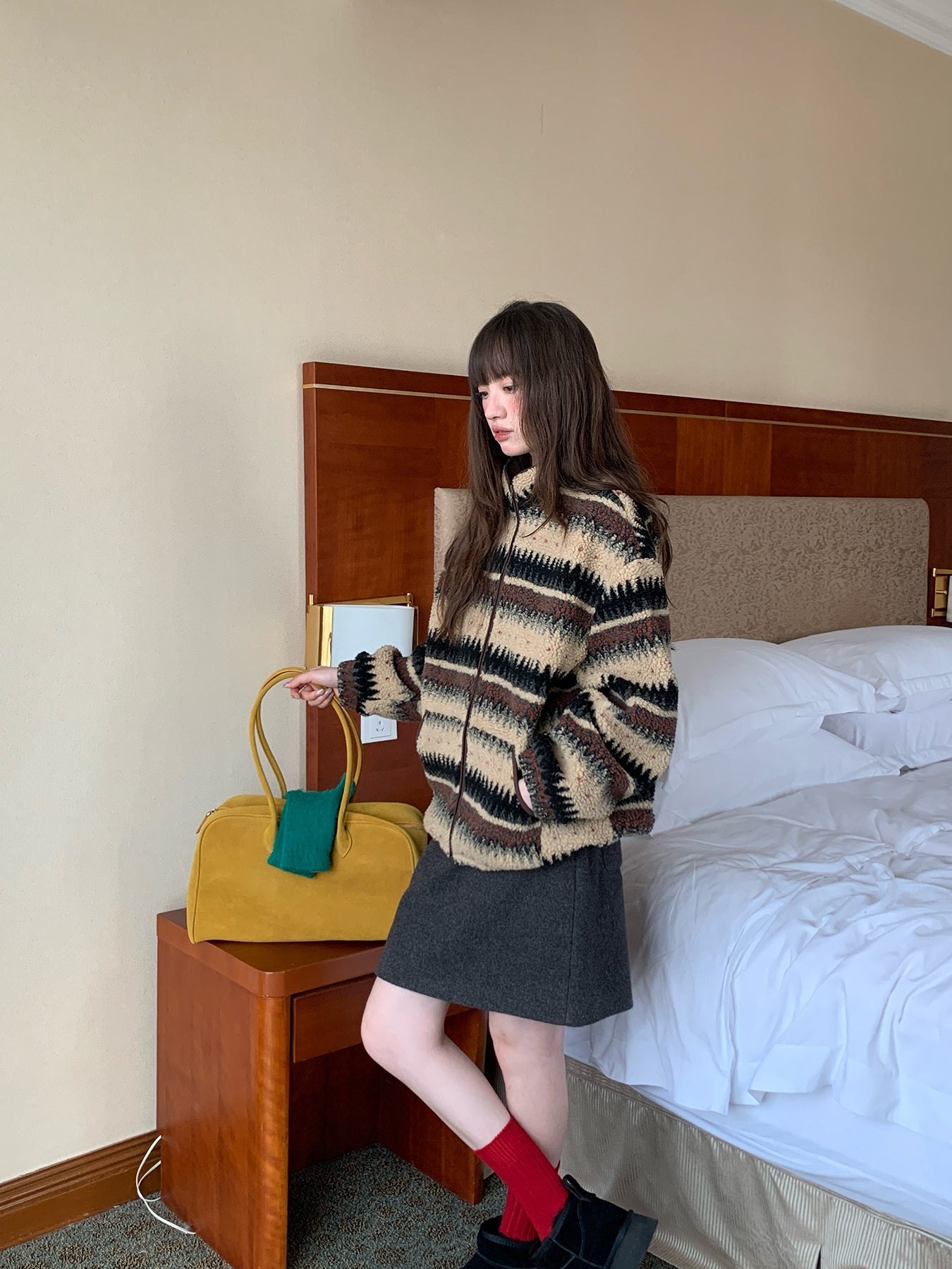 RAINY シンプル 韓国風 万能 ウール ミディスカート 秋冬 レディース ゆったり ハイウエスト ストレート ショートスカート スタイリッシュデザイン