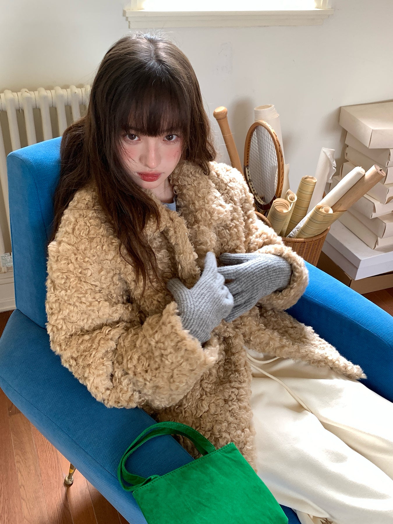 RAINYゆったりショート丈ラムファーコート