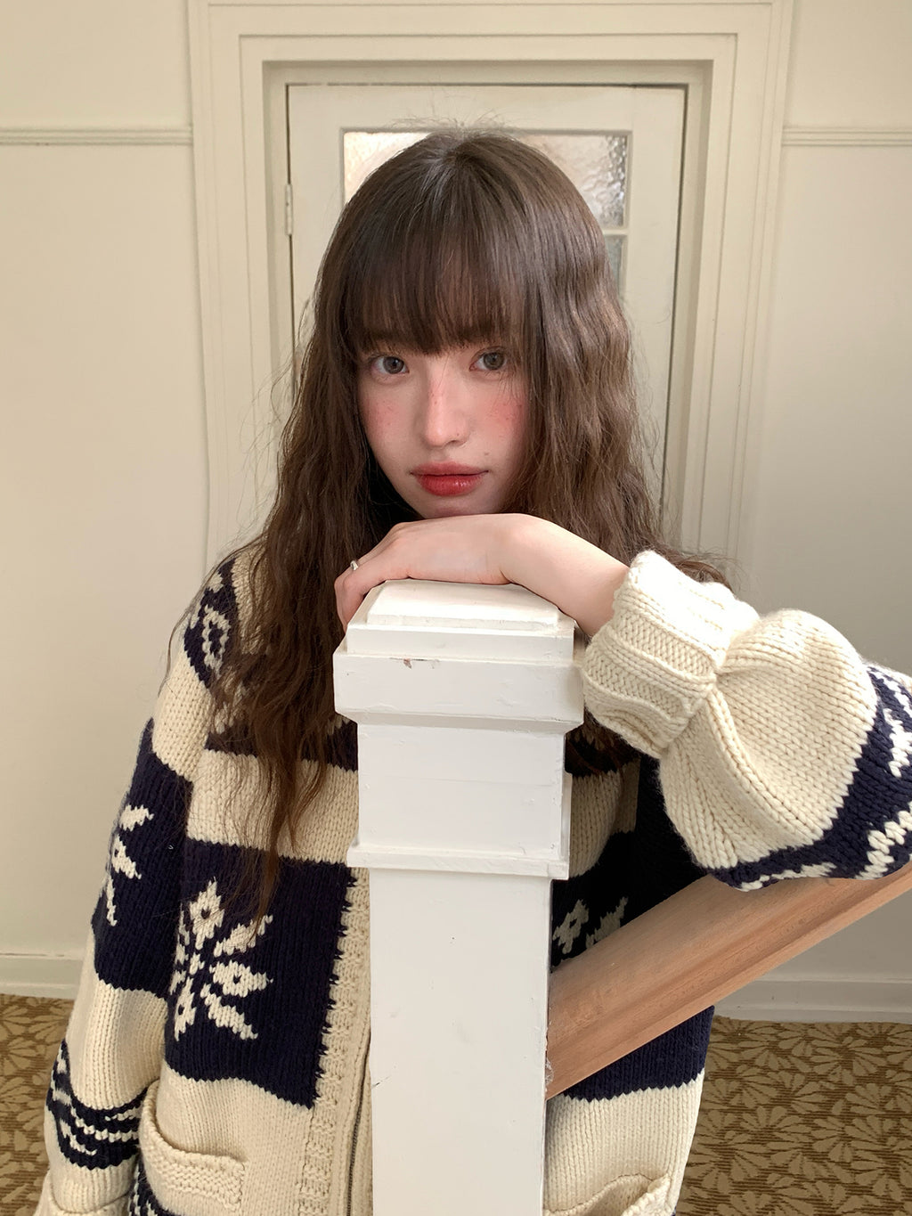 RAINY雪花柄ニットカーディガンジャケット