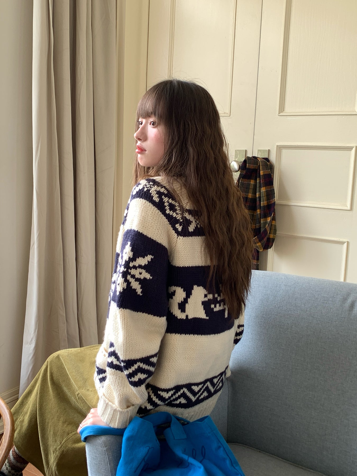 RAINY雪花柄ニットカーディガンジャケット