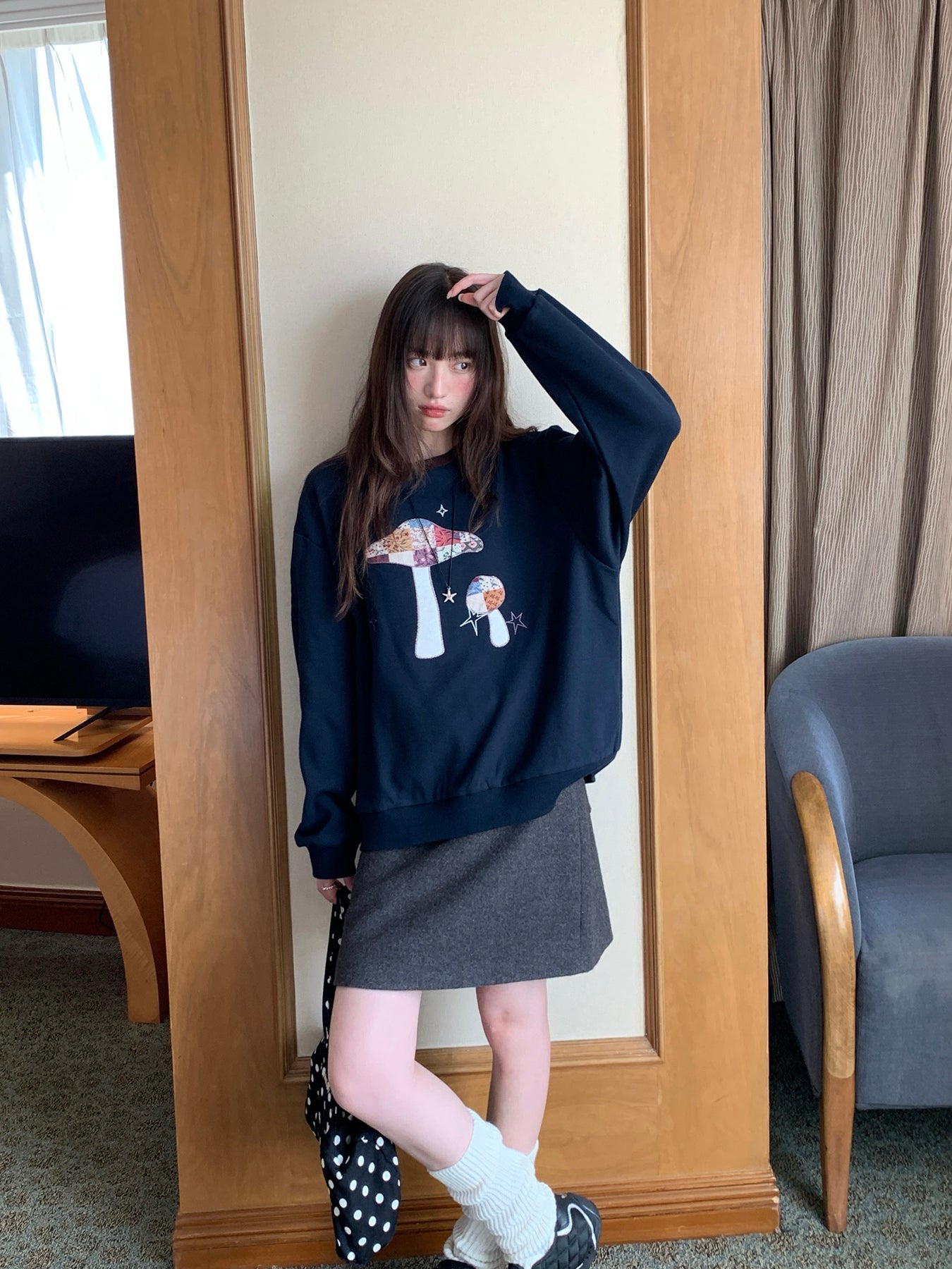 RAINYシンプルショート丈ミリタリーツイードスカート