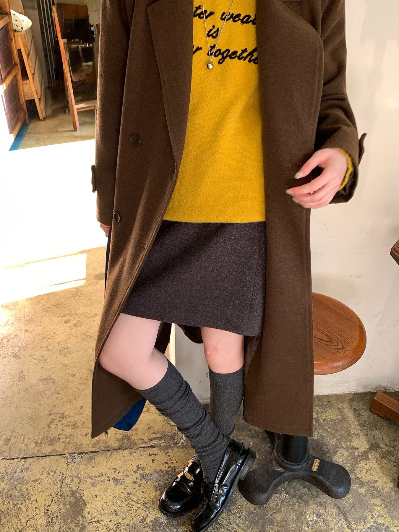 RAINY シンプル 韓国風 万能 ウール ミディスカート 秋冬 レディース ゆったり ハイウエスト ストレート ショートスカート スタイリッシュデザイン