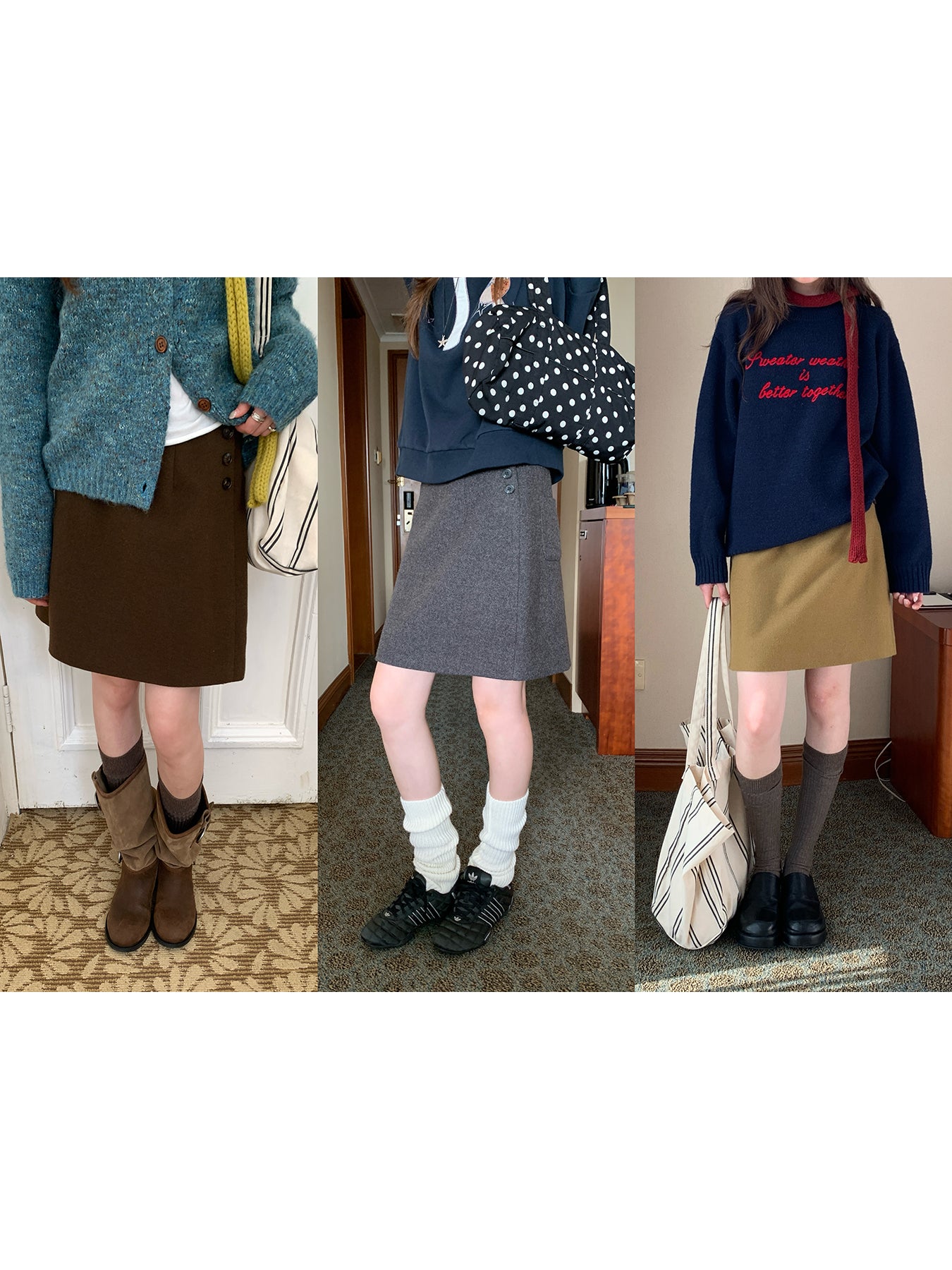 RAINYシンプルショート丈ミリタリーツイードスカート