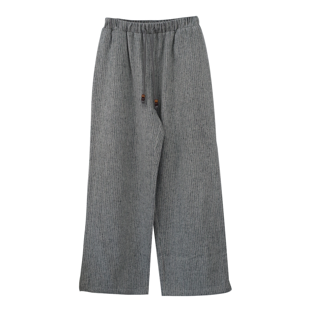 RAINY刺繍縦縞のゆったりカジュアルパンツ