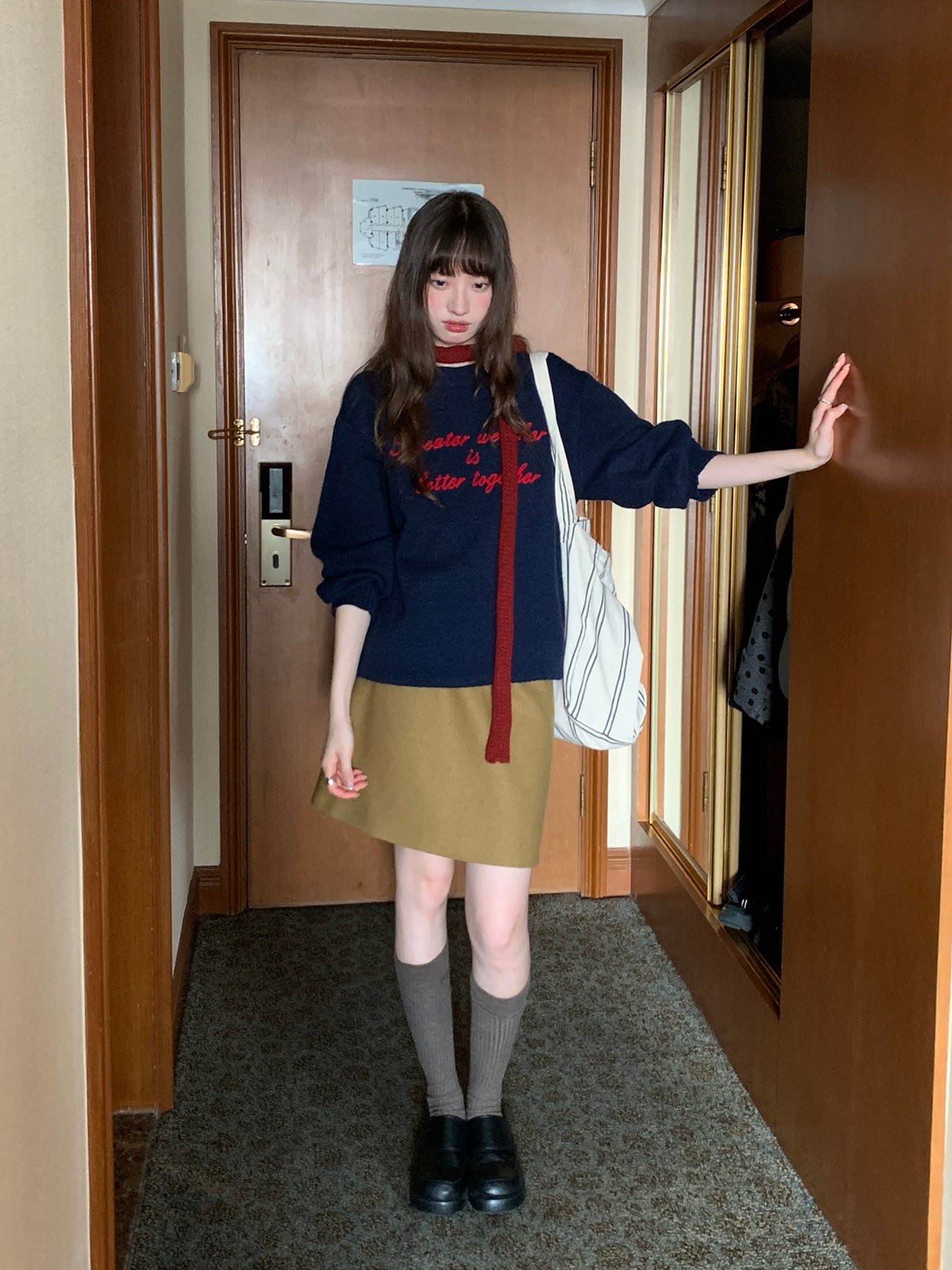 RAINYシンプルショート丈ミリタリーツイードスカート