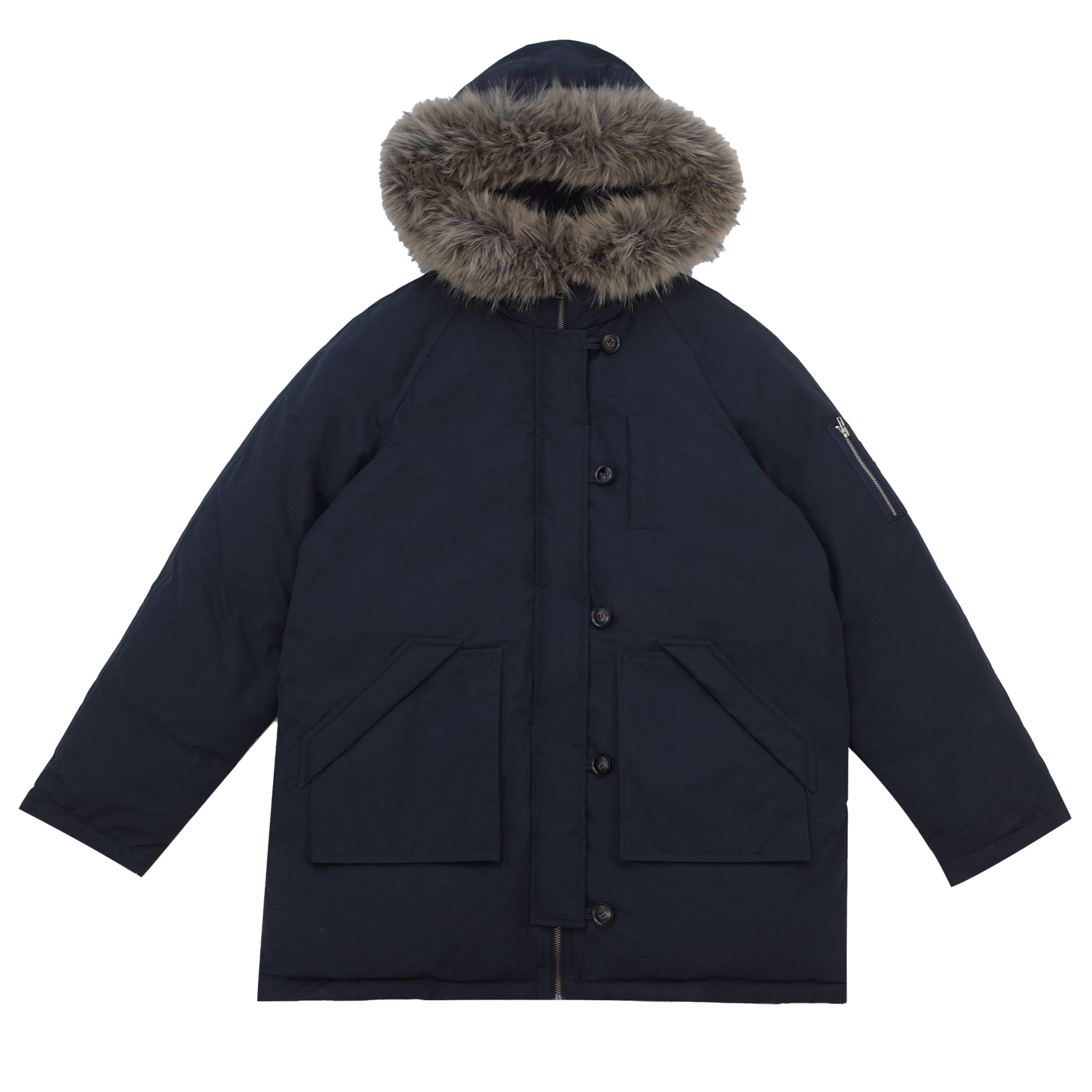 RAINY連帽工装ダウンジャケット90白アヒルの綿毛