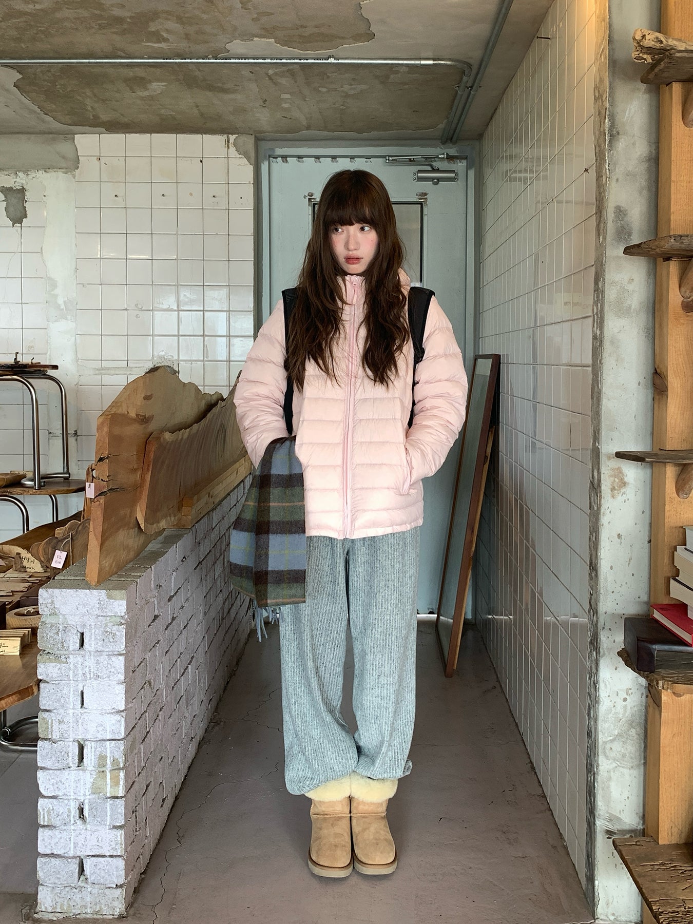 RAINY軽量連帽スペアリブダウンジャケット