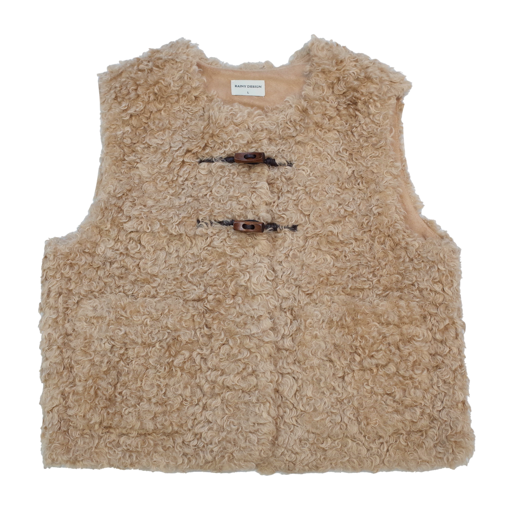 RAINY牛角ボタンベストゆったり重ね着ショート丈コート