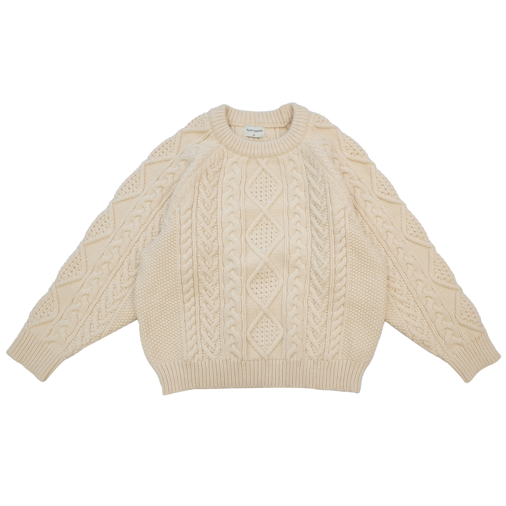 RAINYクルーネックの麻の花のゆったりセーター