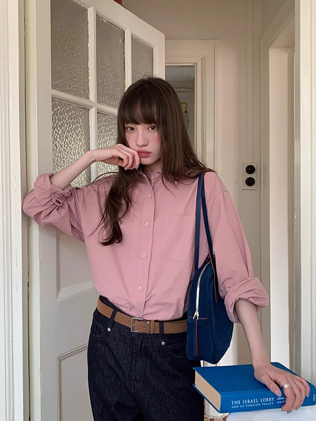 RAINY 经典纯色基础长袖衬衫春秋女翻领2025新款百搭文艺衬衣上衣