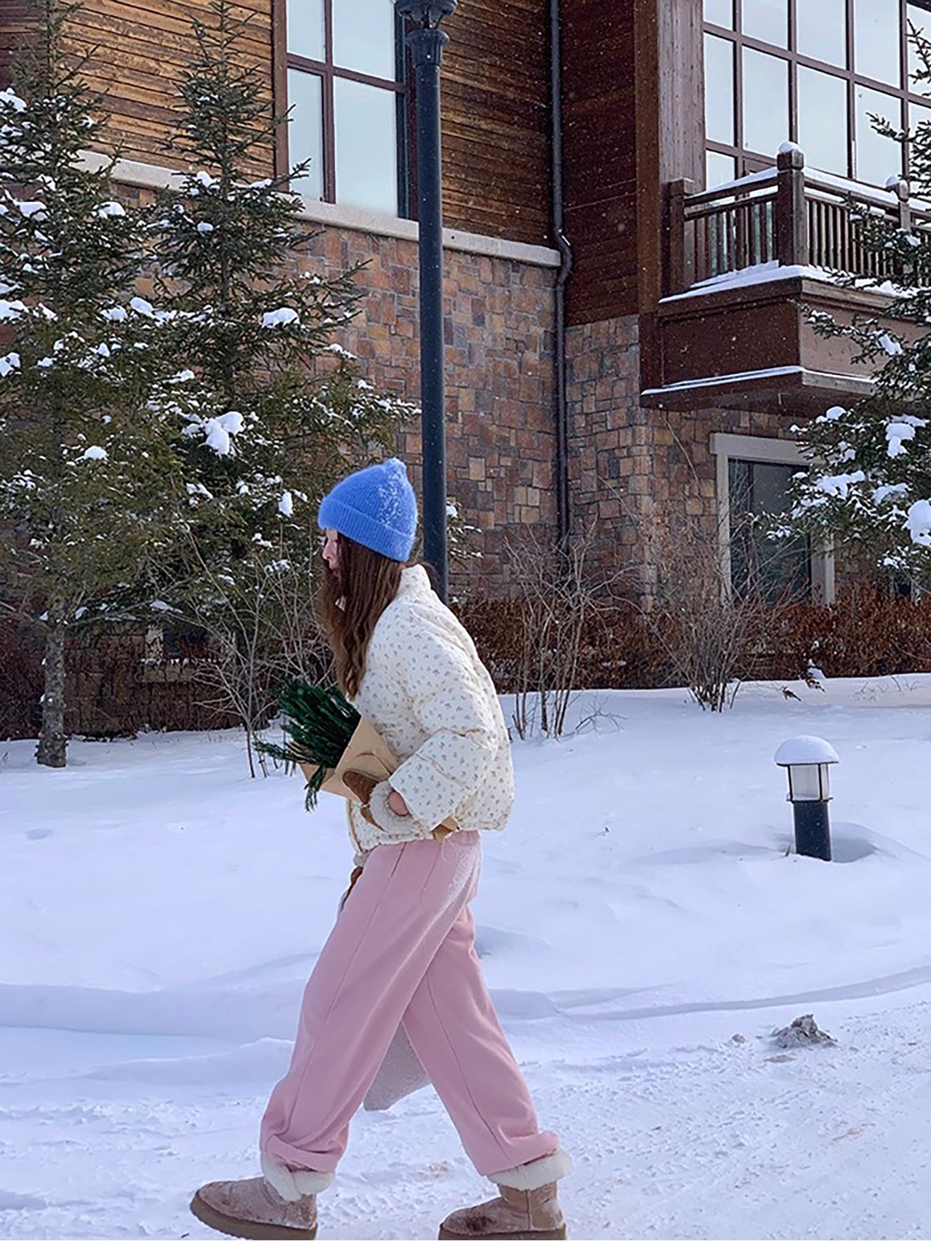 RAINY 慵懒直筒加厚加绒保暖运动裤秋冬女百搭卫裤松紧腰抽绳裤子