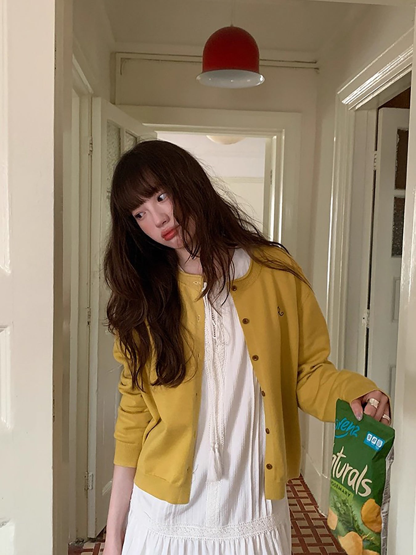 RAINY 韩系圆领百搭舒适纯色毛针织衫春秋女开衫慵懒氛围感外套