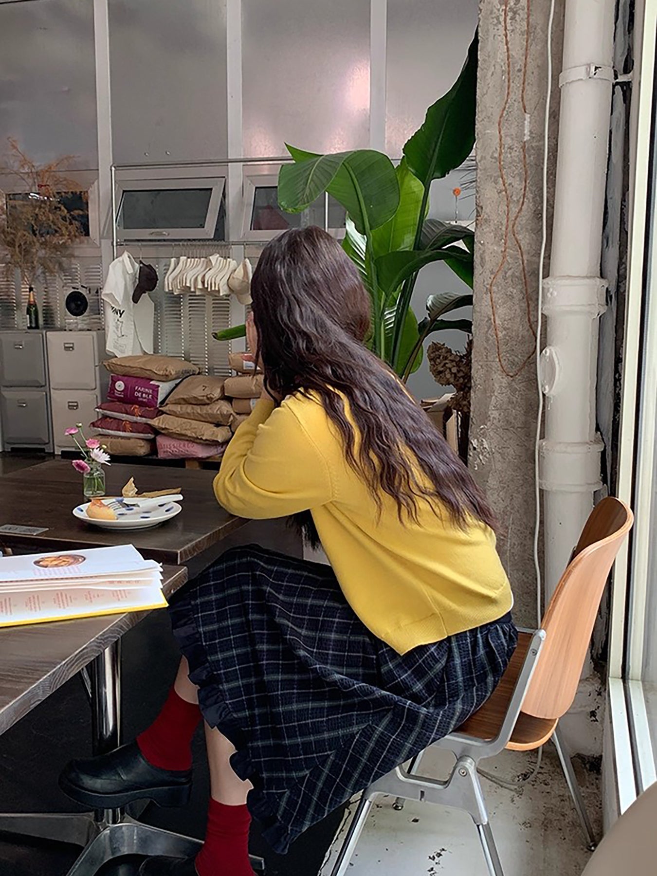 RAINY 韩系圆领百搭舒适纯色毛针织衫春秋女开衫慵懒氛围感外套