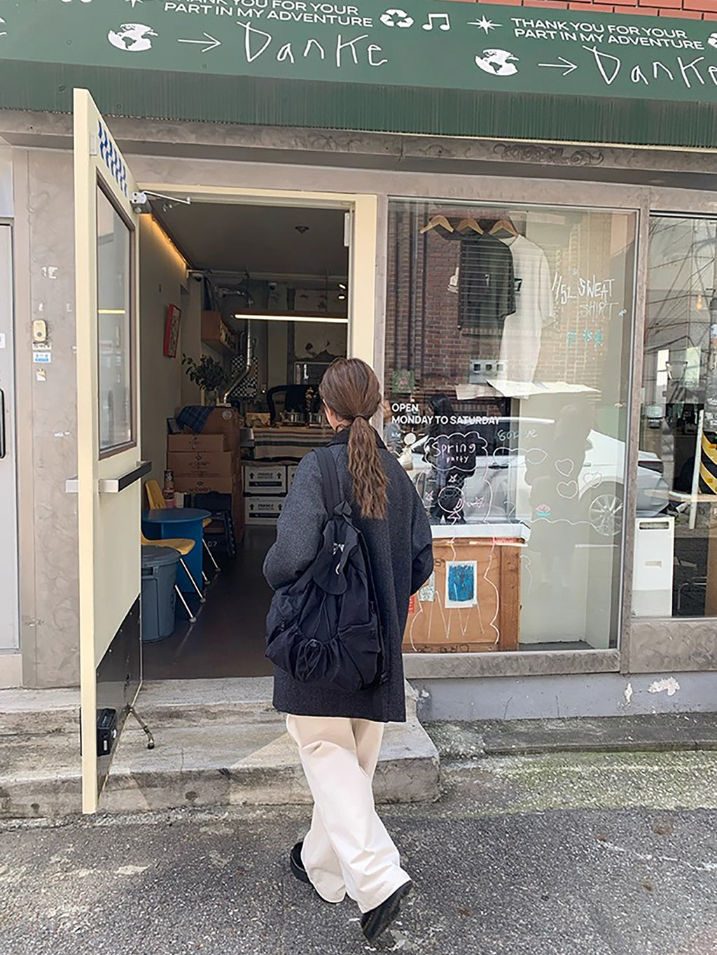 RAINY 韩系拼色人字纹翻领大衣女冬季高级感宽松中长款毛呢外套