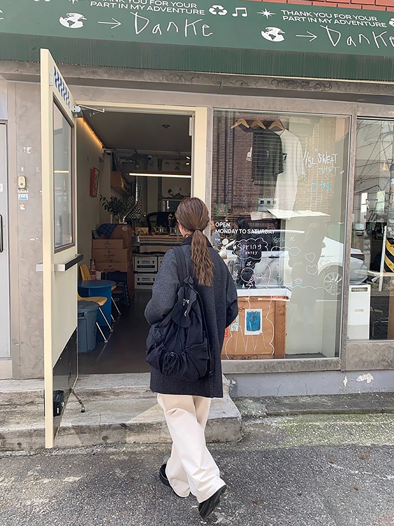 RAINY 韩系拼色人字纹翻领大衣女冬季高级感宽松中长款毛呢外套