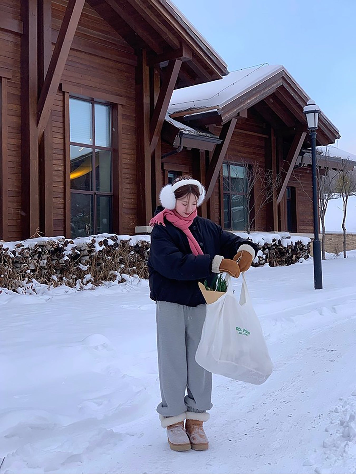 RAINY 慵懒直筒加厚加绒保暖运动裤秋冬女百搭卫裤松紧腰抽绳裤子