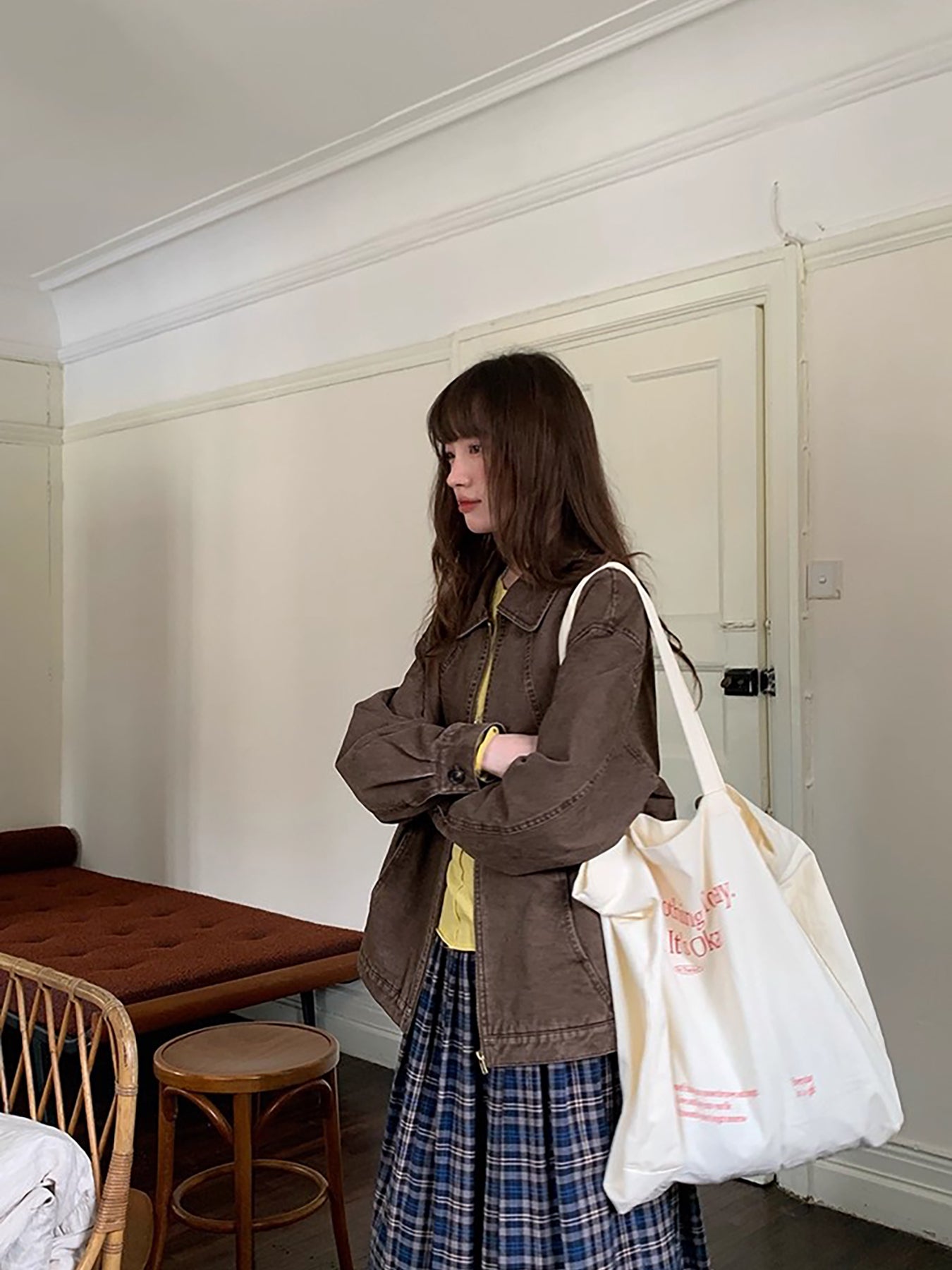 RAINY ヴィンテージ風 ルーズカラー ウォッシュ加工 ジャケット レディース 春/秋 アメリカンスタイル クールでシック 万能ジッパージャケット