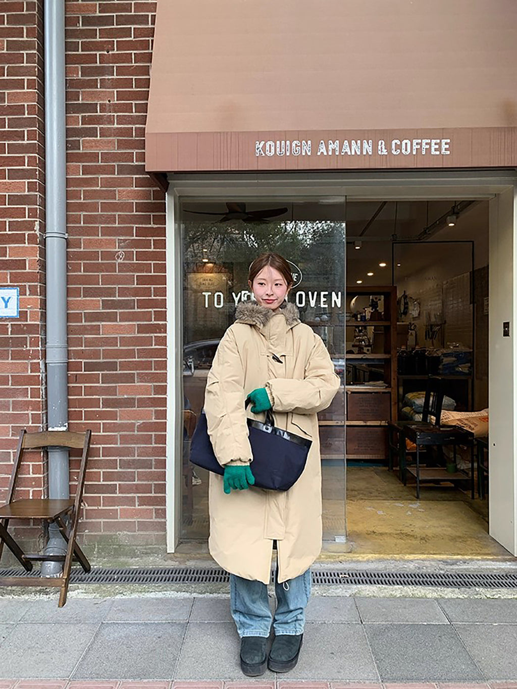 RAINY 韩系毛领连帽牛角扣羽绒服冬季女长款90白鸭绒纯色保暖外套