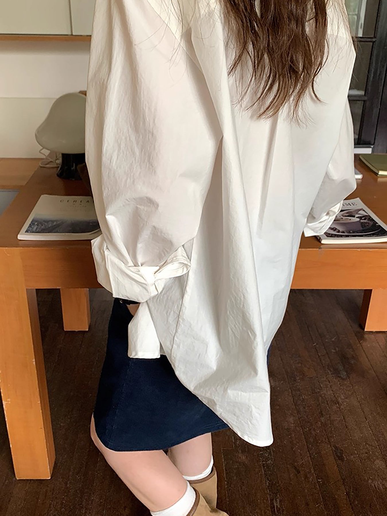 RAINY 经典纯色基础长袖衬衫春秋女翻领2025新款百搭文艺衬衣上衣