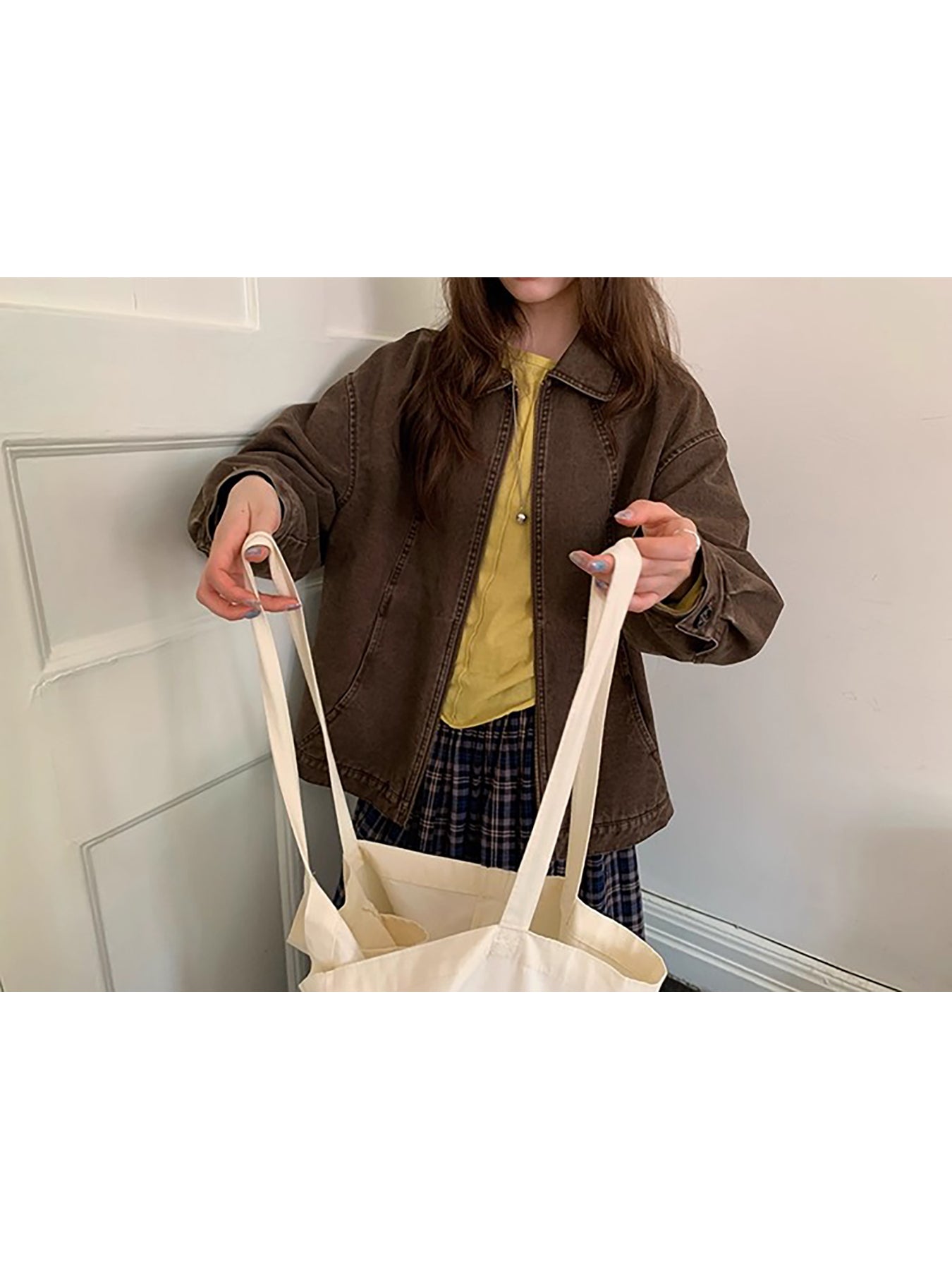 RAINY ヴィンテージ風 ルーズカラー ウォッシュ加工 ジャケット レディース 春/秋 アメリカンスタイル クールでシック 万能ジッパージャケット