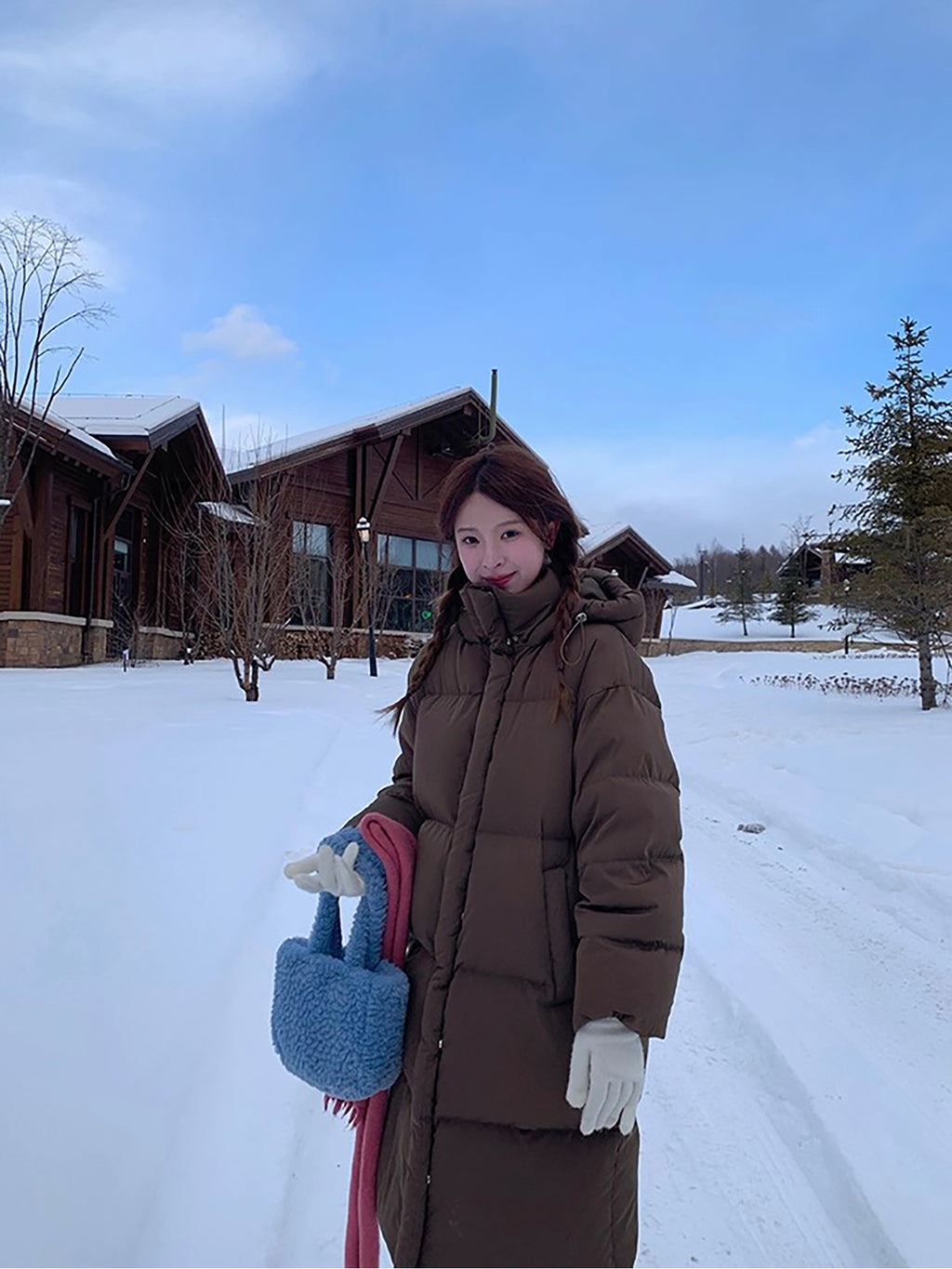 RAINY 软糯保暖防风连帽鼓鼓长款羽绒服冬季女抽绳90白鸭绒外套